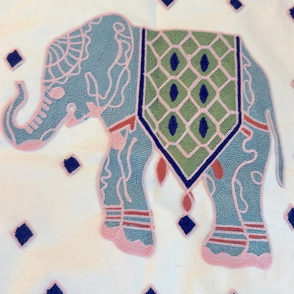 Extra Large Embroidered Elephant Decorative Pillow Cover
